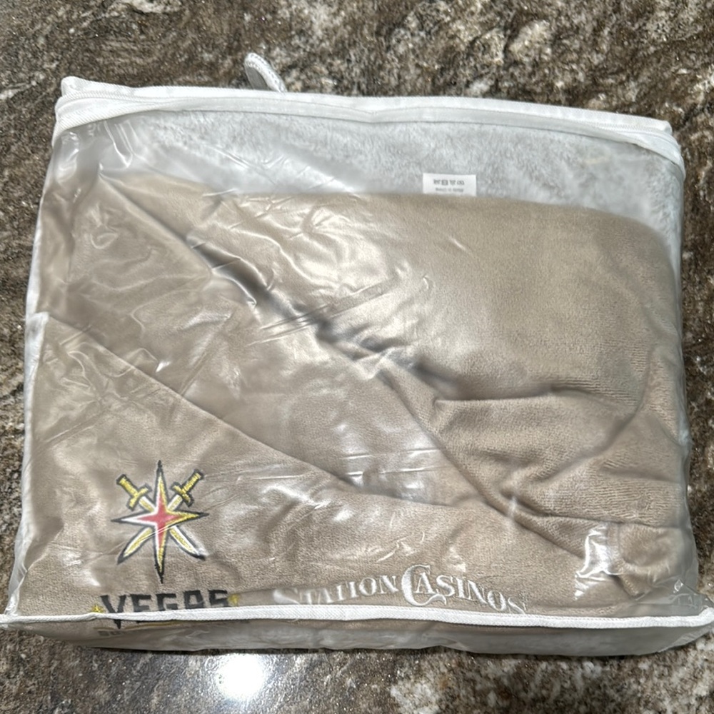 Golden Knights Hockey Tan Fuzzy Throw from Stations Casino